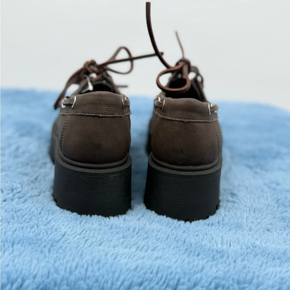 No Boundaries‎ Women's Platform Boat Shoes Brown NWOB Size 6 Y2K 90's